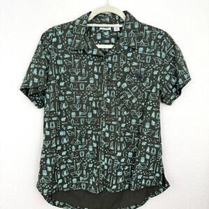 LL Bean Womens Traverse Short Sleeve Button Shirt Size XS Camp Gorpcore Green